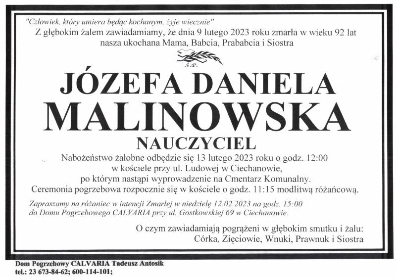Józefa Daniela Malinowska