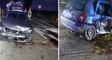 Renault i BMW rozbite. Groźne zdarzenie na drodze Ciechanów-Przasnysz [zdjęcia]
